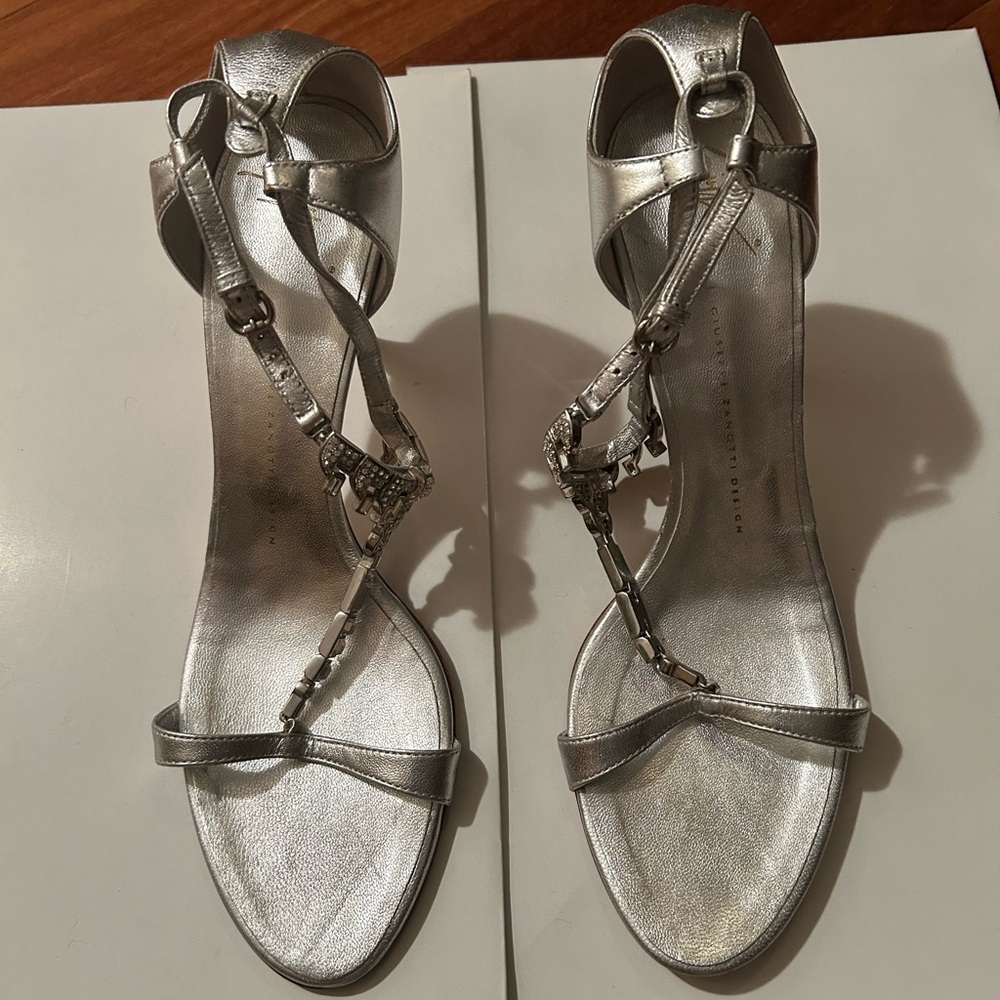 Giuseppe Zanotti Silver Strappy Sandals